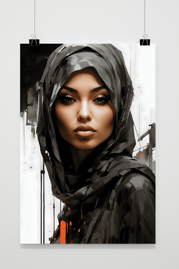 Hijabi Schwarz Weiß