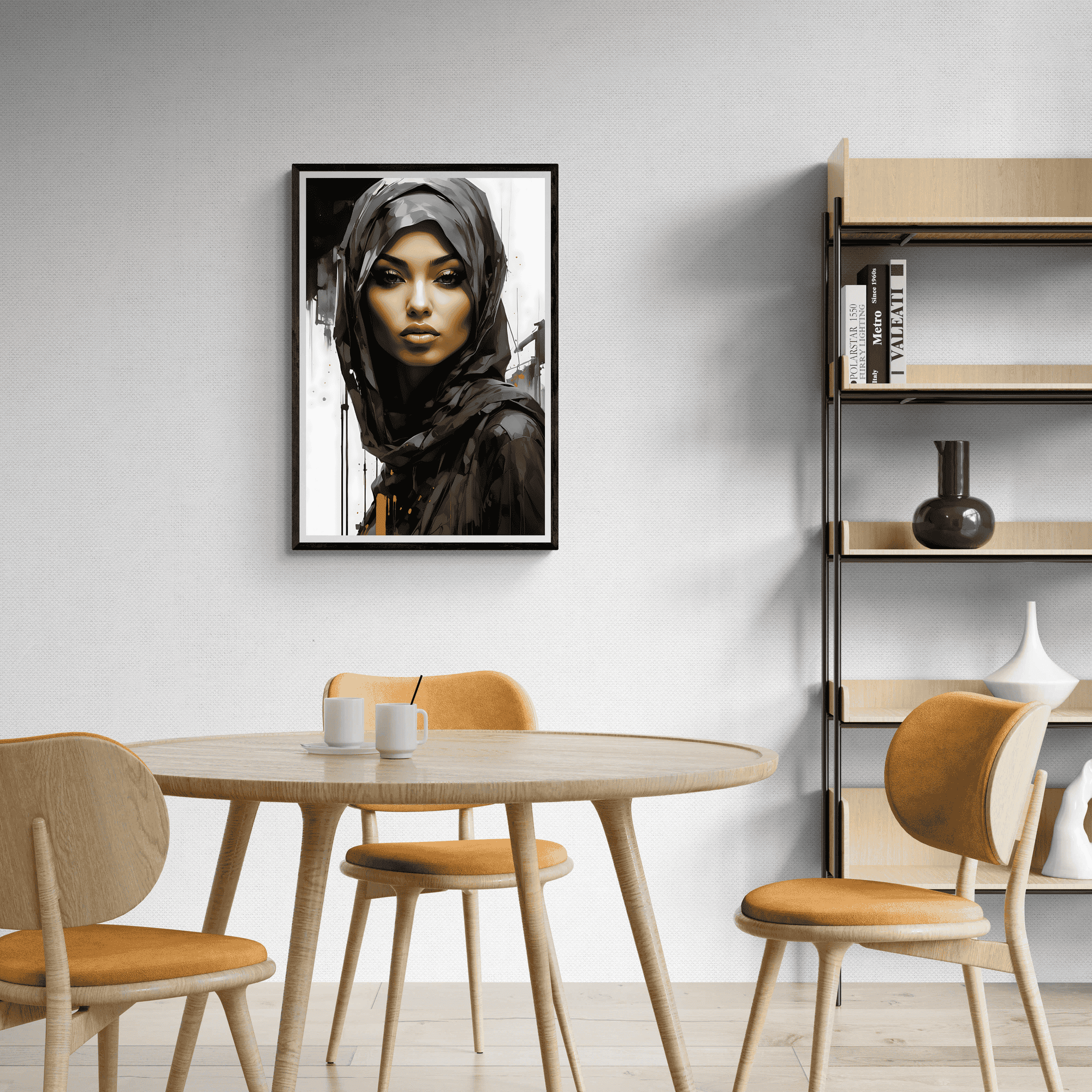 Hijabi Schwarz Weiß
