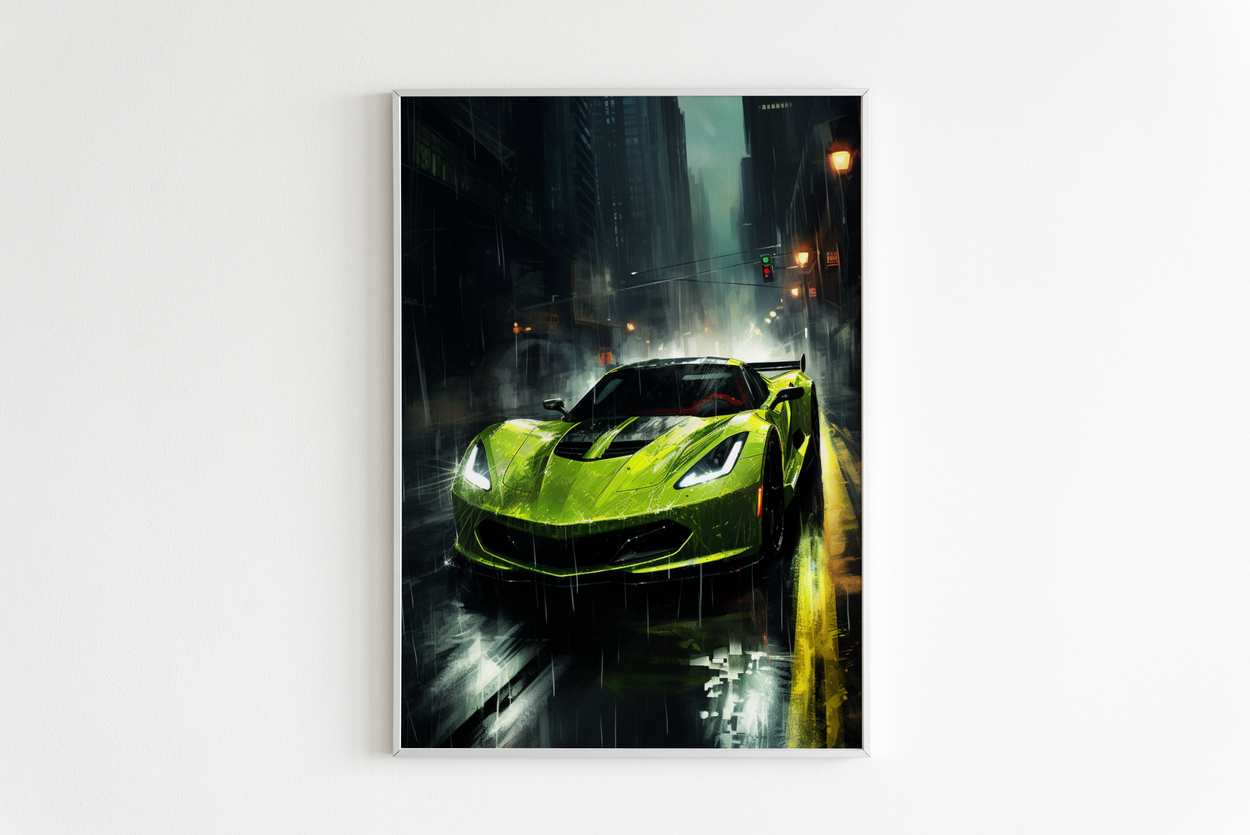 Groene Sportauto Abstract