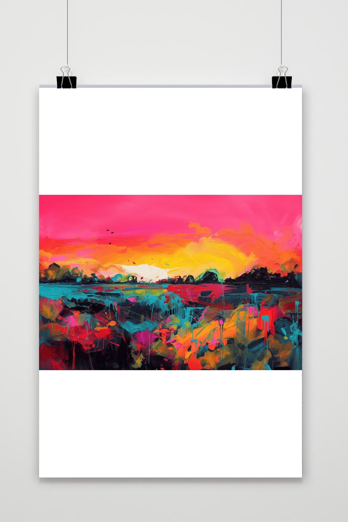 Neon Zonsondergang poster