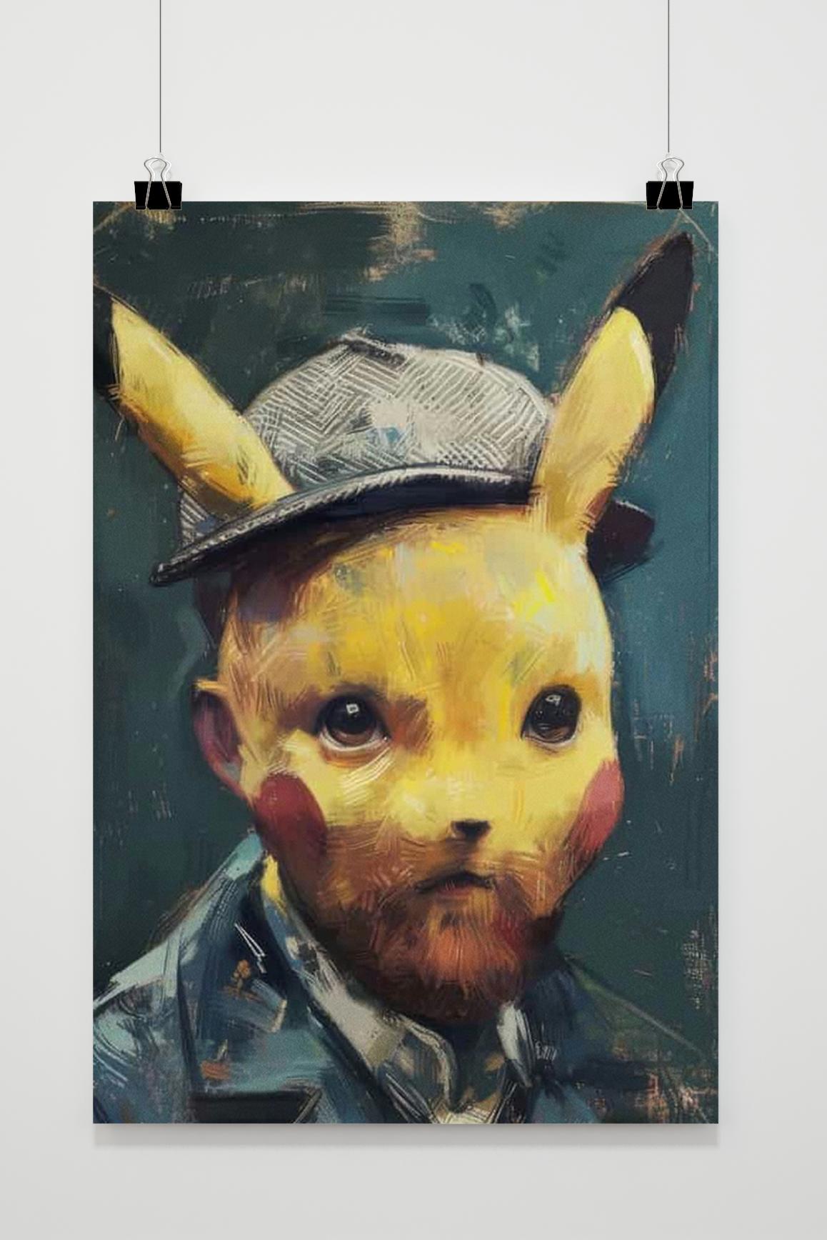 ゴッホピカチュウ　ジクレー　Van Gogh Giclée Pikachu Pokemon Van Gogh Official Pikachu Portrait Giclee Print 40 x