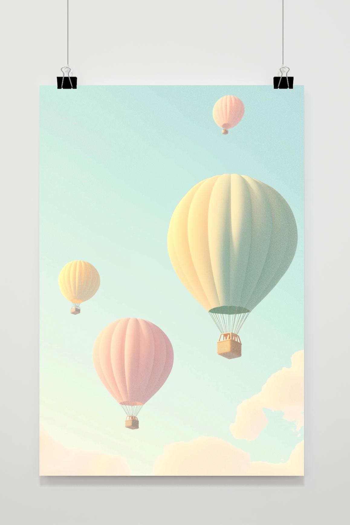 Pastellfarbene Heißluftballons