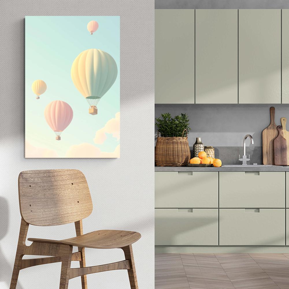 Pastellfarbene Heißluftballons