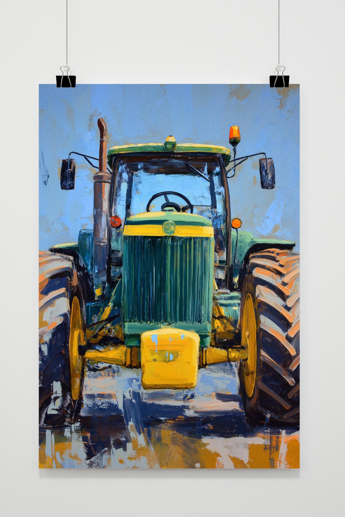John Deere Tractor Watercolor