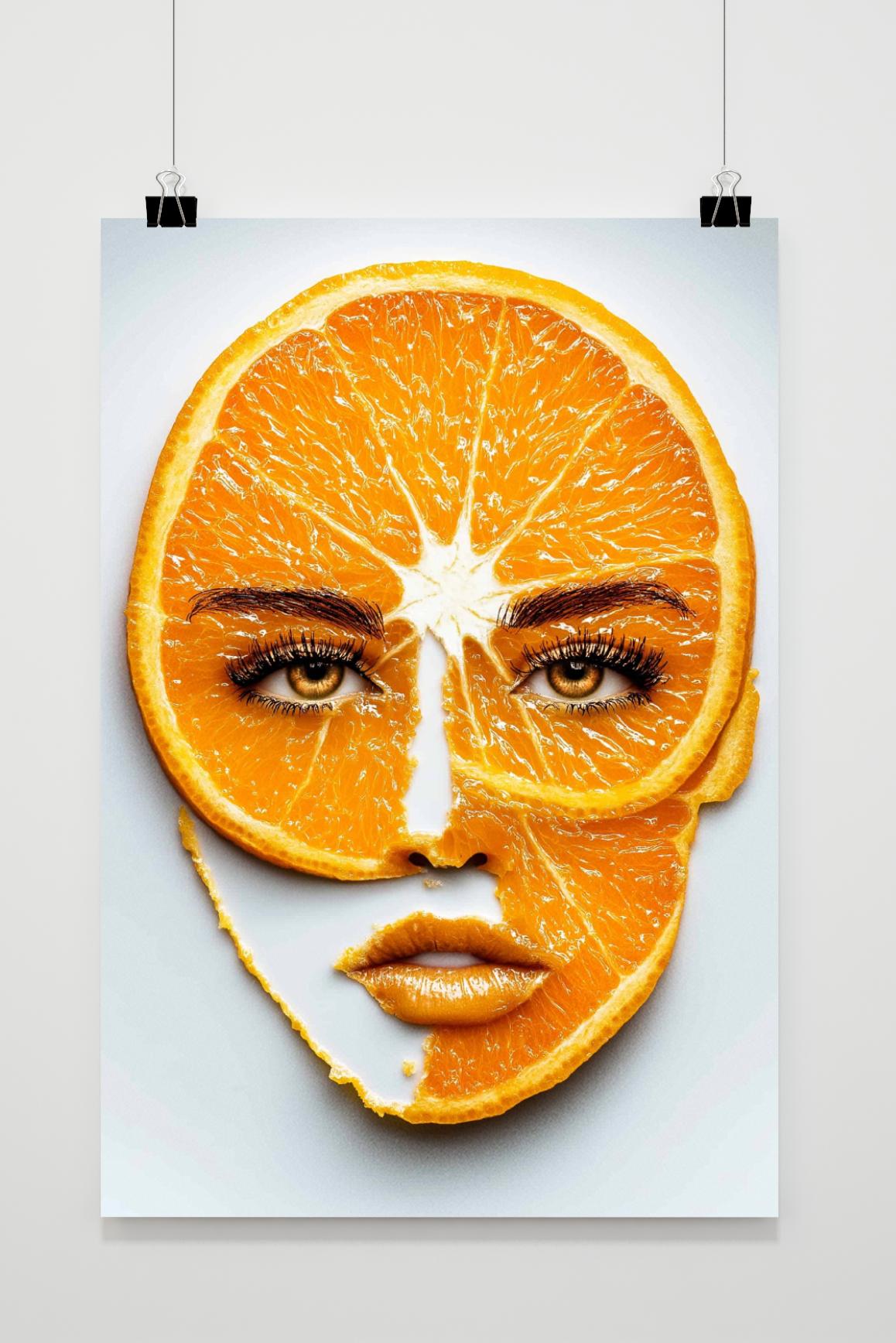 Orangefarbene Frau