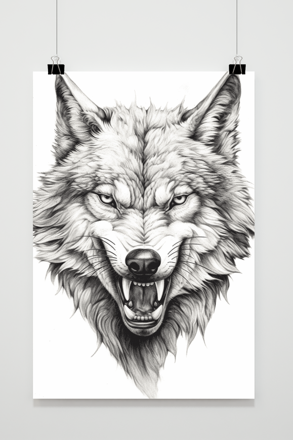 Wütender grauer Wolf