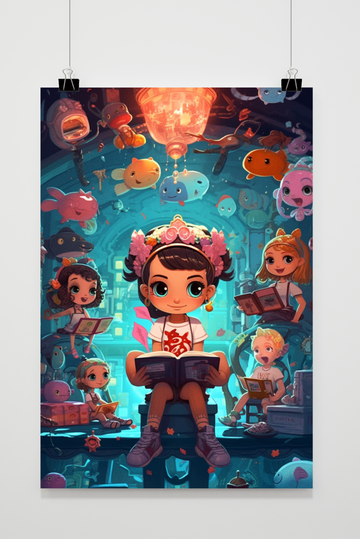 Mädchen mit Fischen