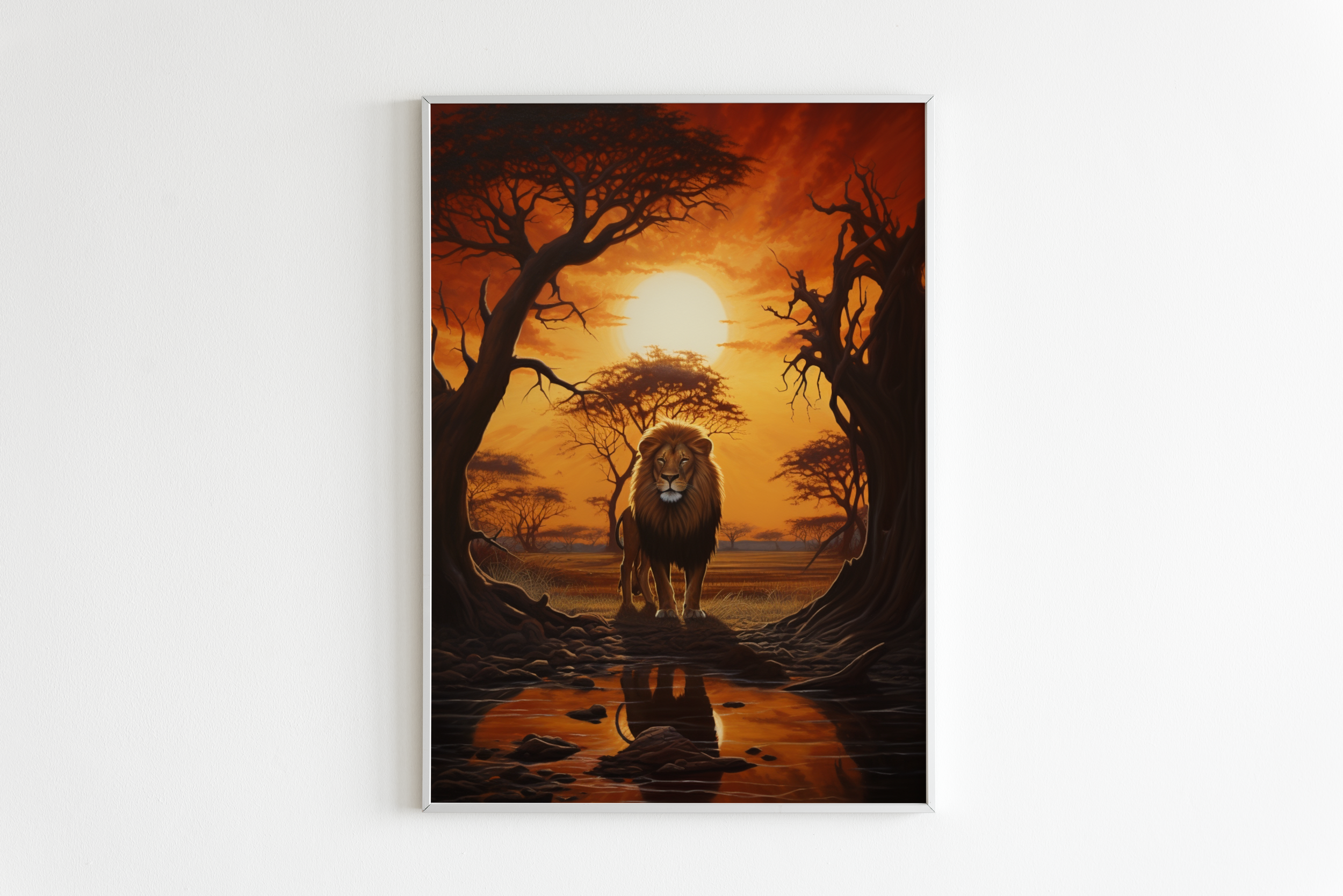 Löwe-Sonnenuntergang