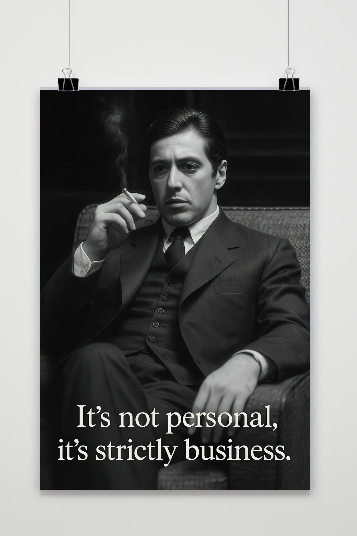Al Pacino The Godfather It's not Personal Text B&W poster van 25 Artstreet