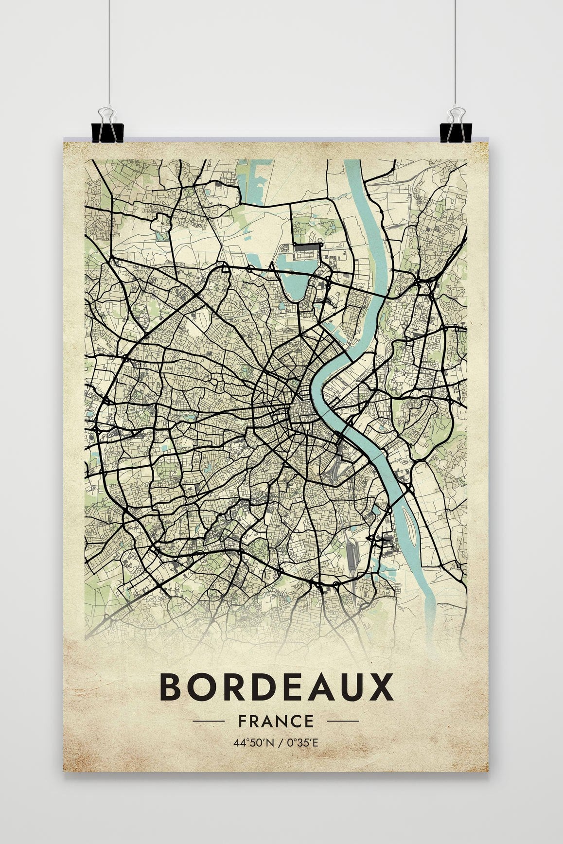 Bordeaux Map France Vintage poster van 25 Artstreet