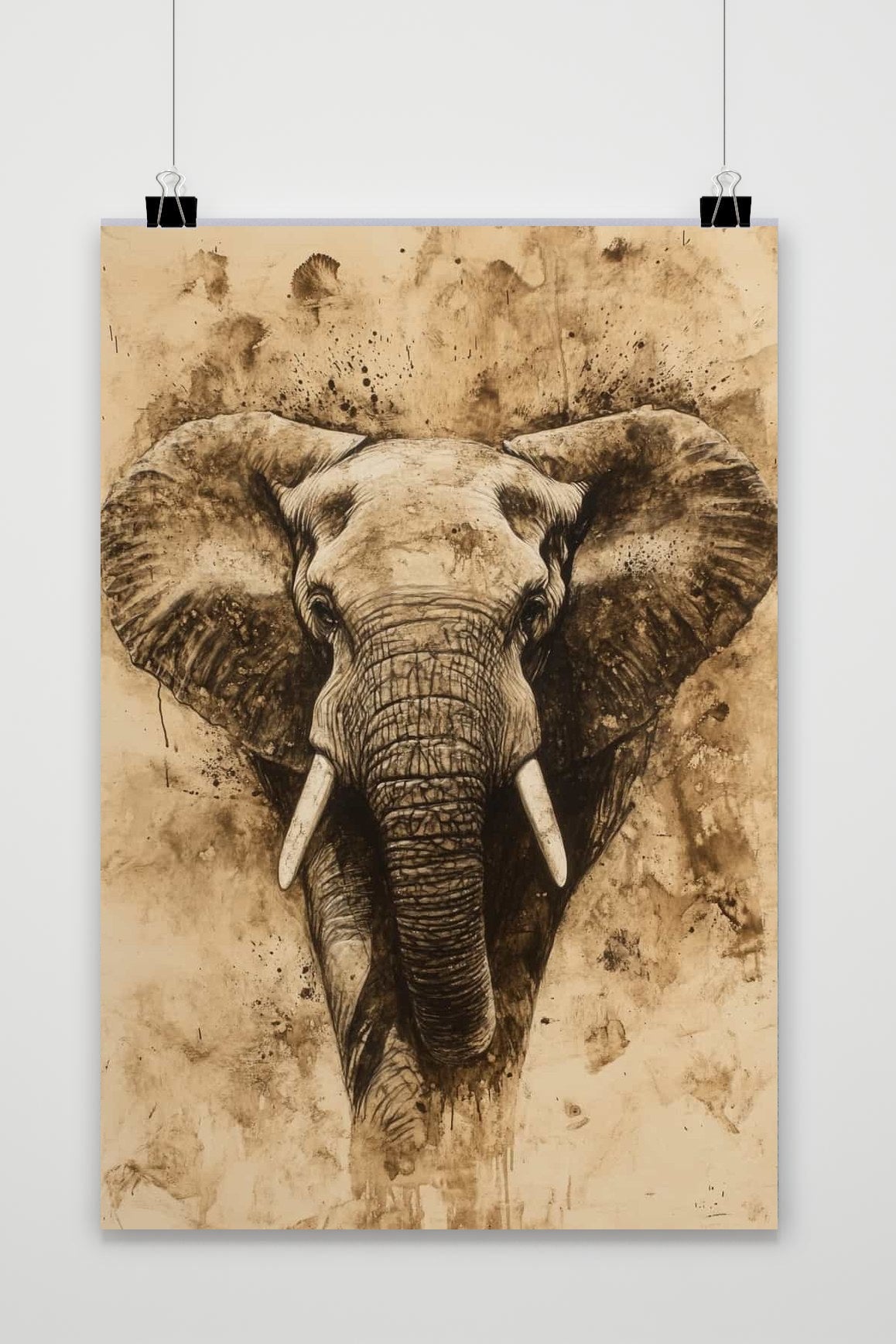 Elephant Sepia poster van 25 Artstreet