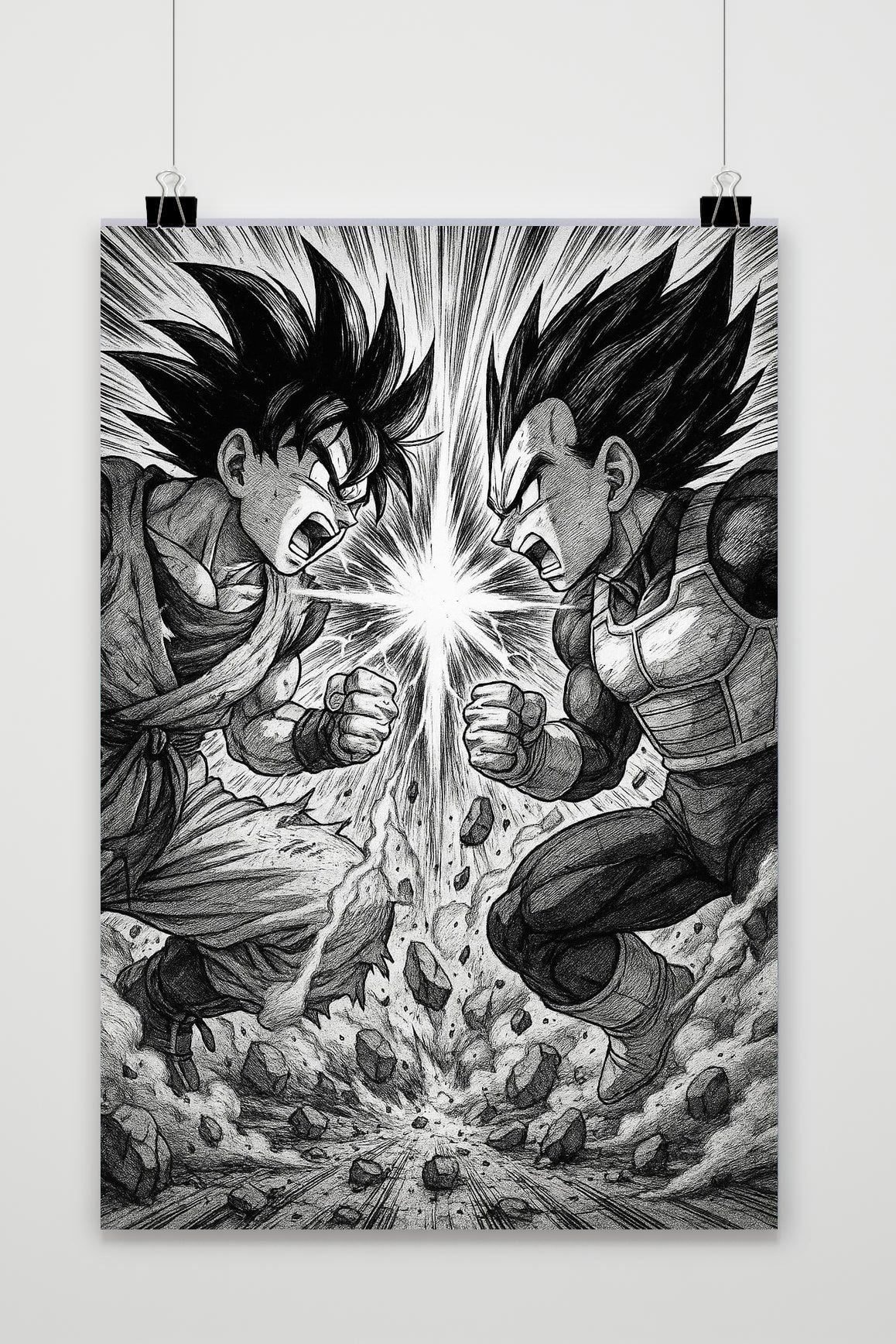 Goku Vegeta Dragon Ball B&W poster van 25 Artstreet