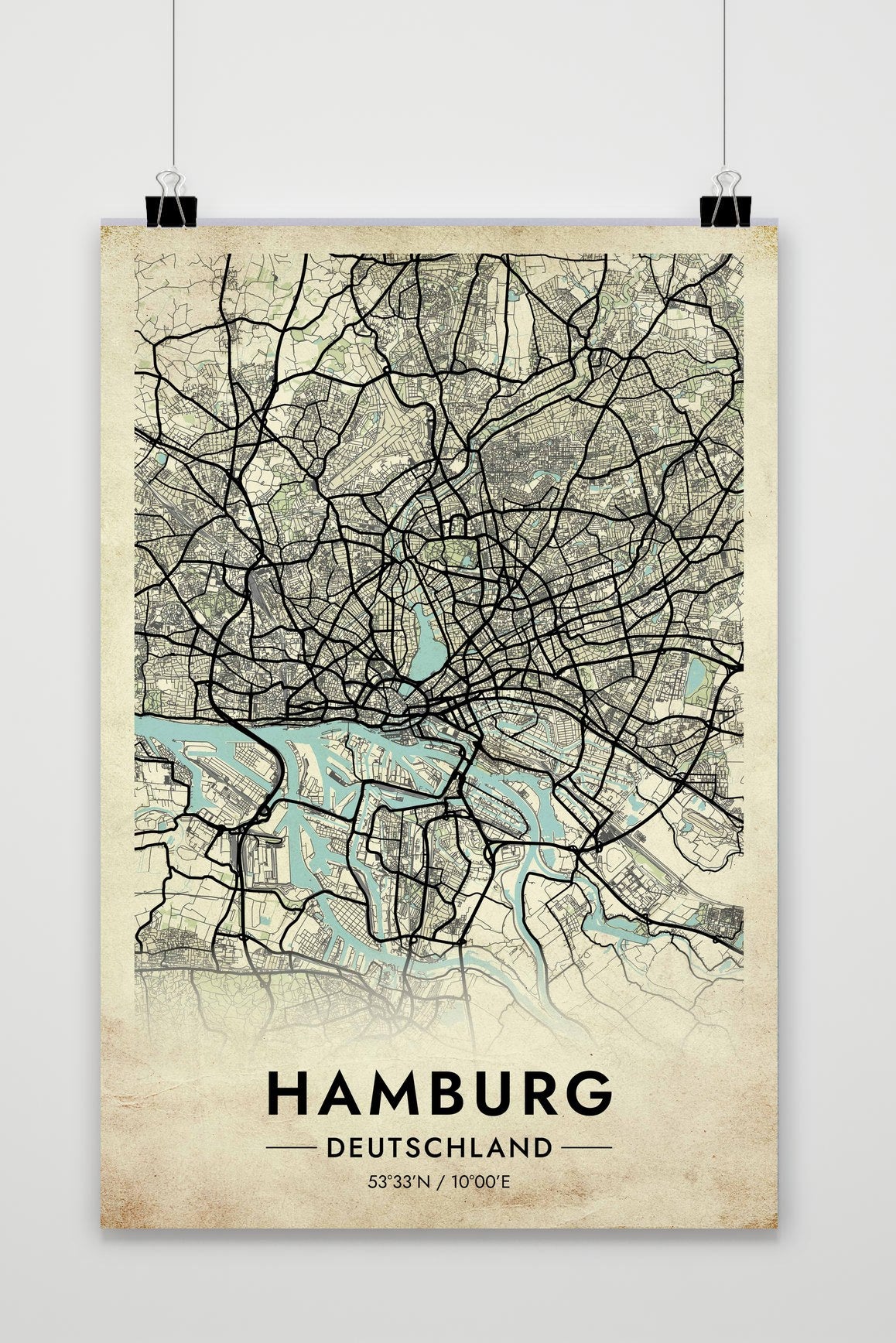 Hamburg Map Deutschland Vintage poster van 25 Artstreet