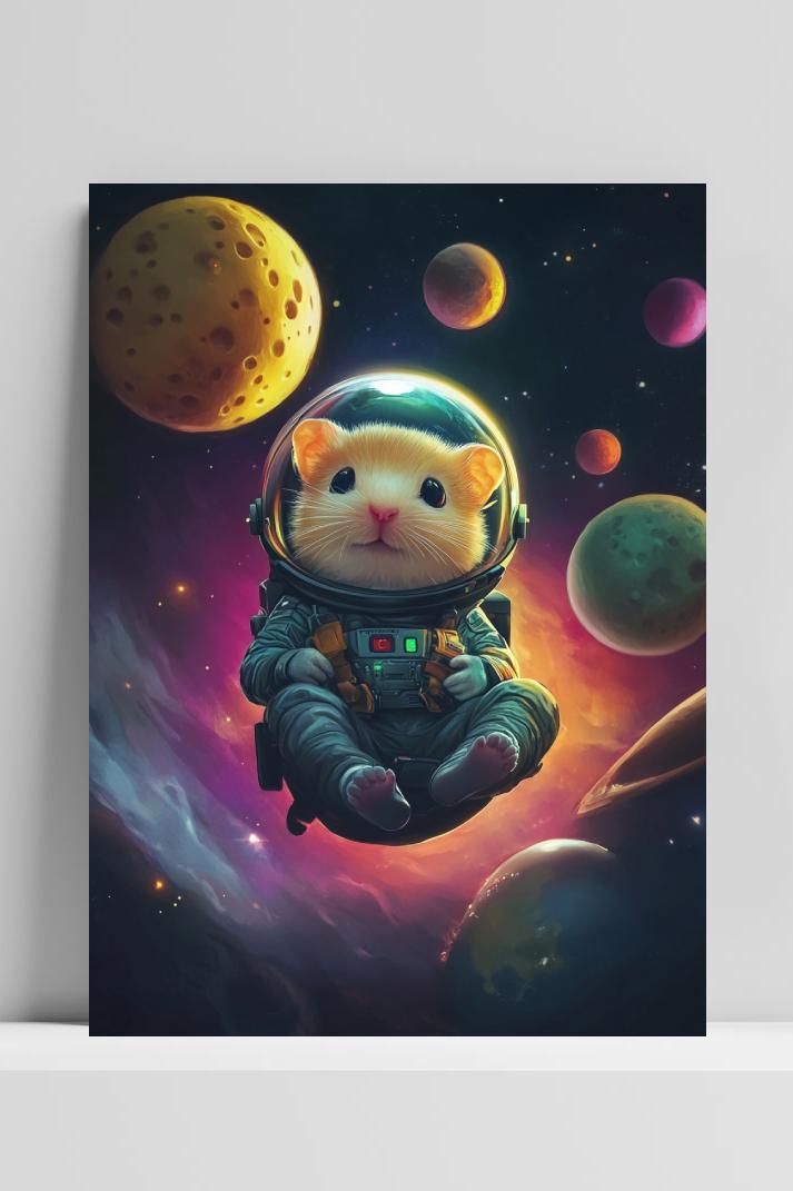 Haster Astronaut Space Cheese poster van 25 Artstreet