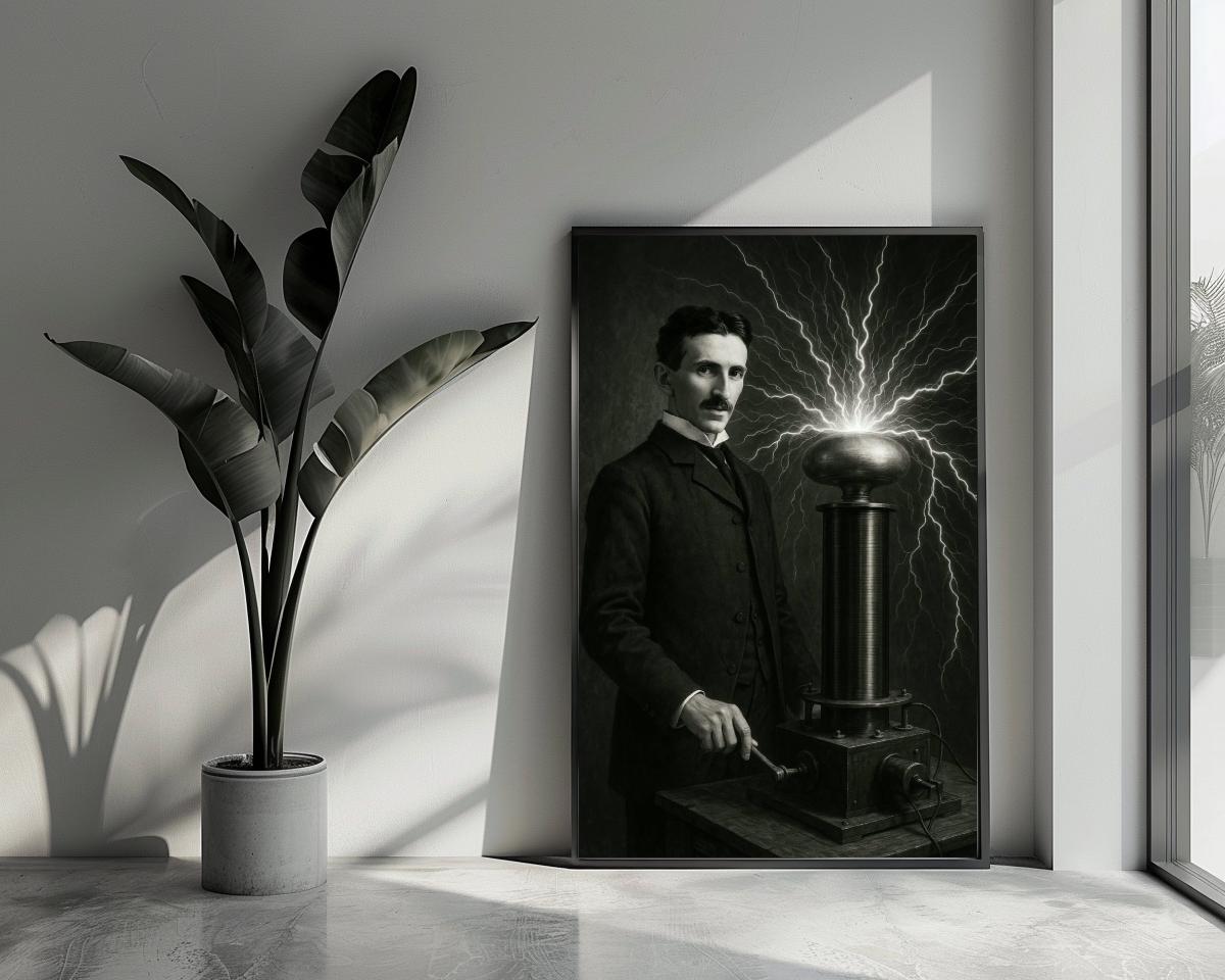 Nikola Tesla Electricity B&W poster van 25 Artstreet