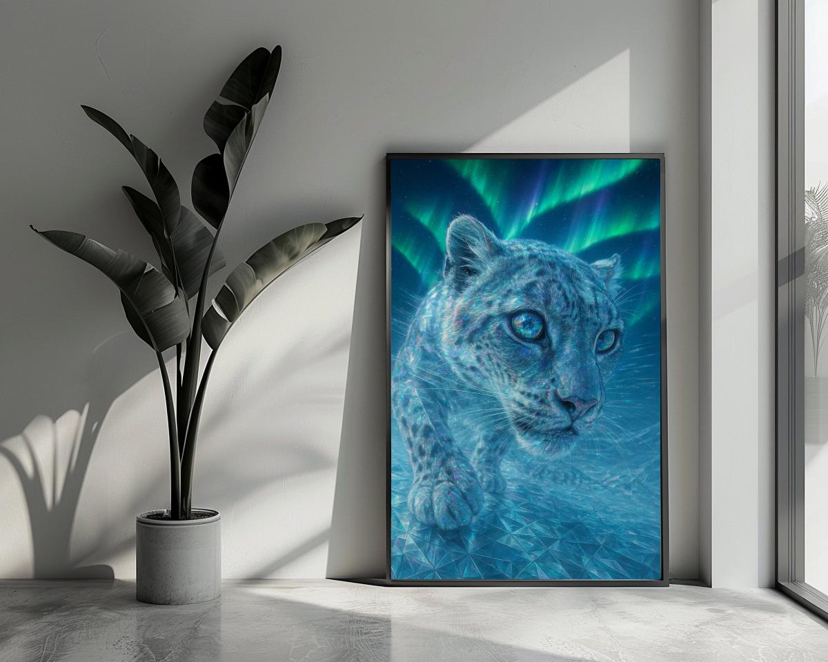 Leopard Northern Lights poster van 25 Artstreet