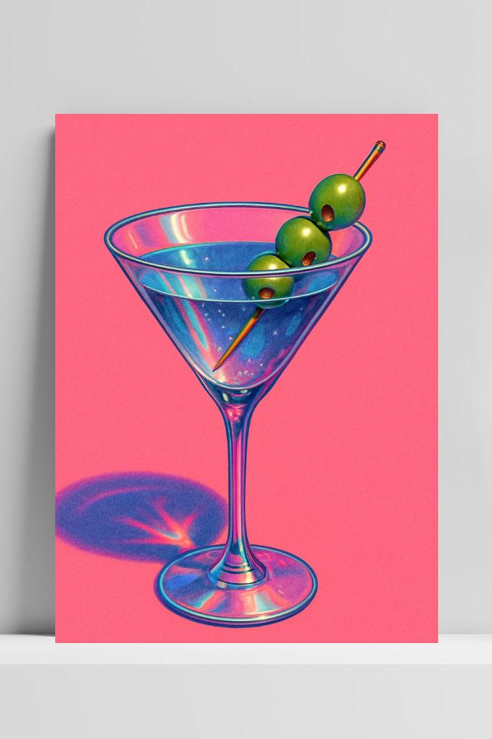 Martini Retro op 3mm aluminium dibond