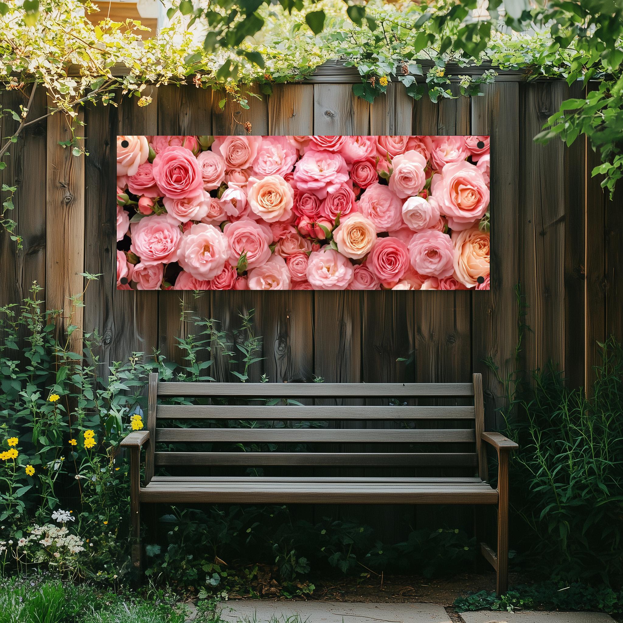 Tuinposter Roze Rozen sfeerbeeld 1
