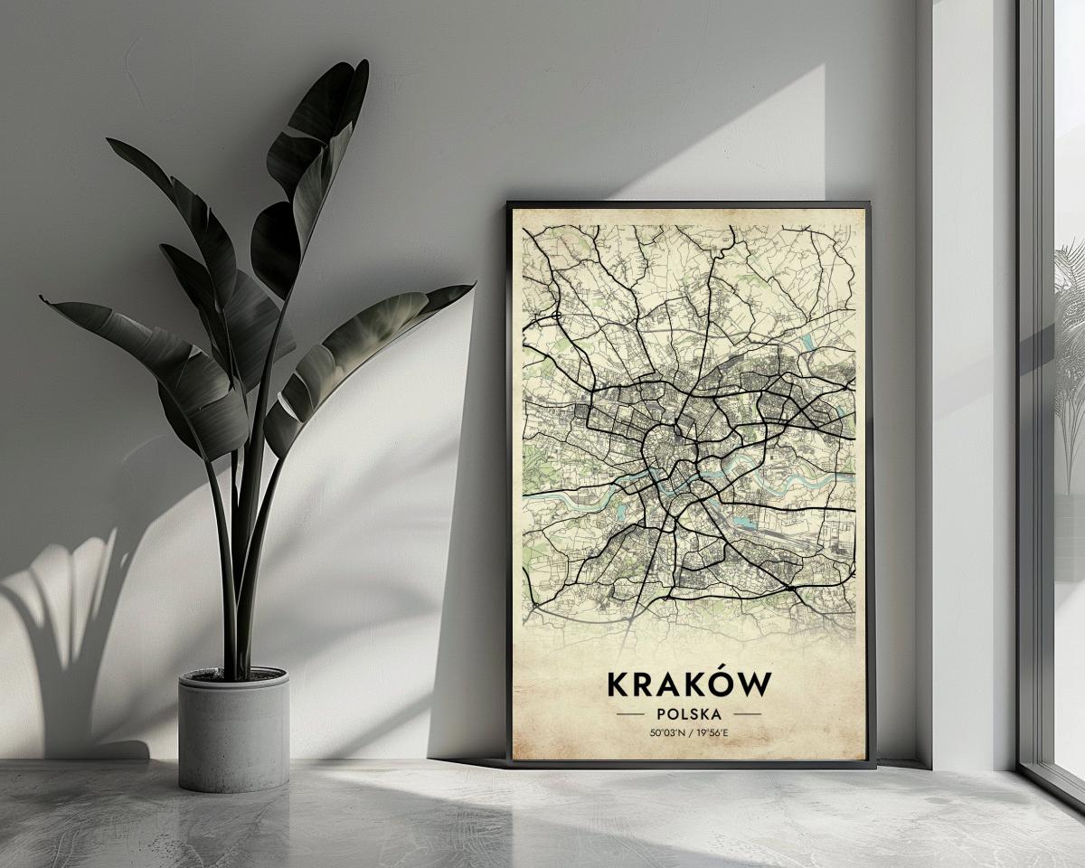 Kraków Map Polska Vintage poster van 25 Artstreet