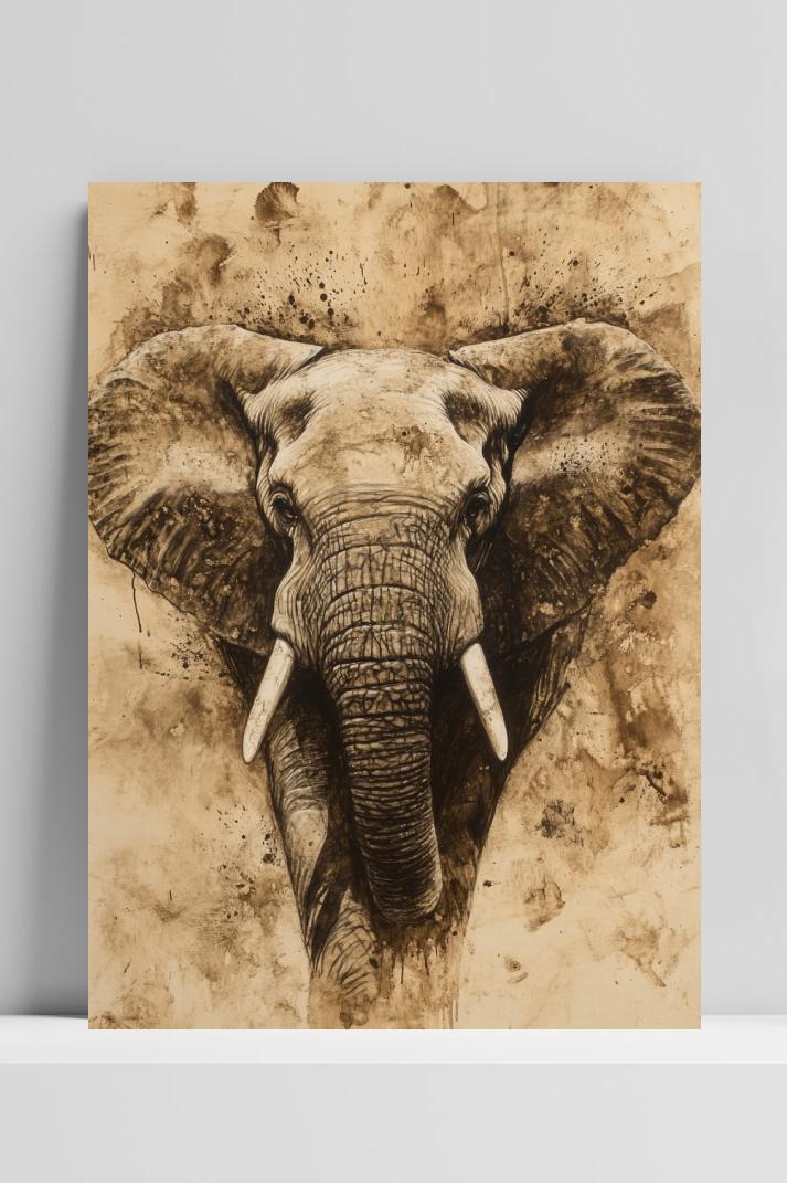Elephant Sepia poster van 25 Artstreet