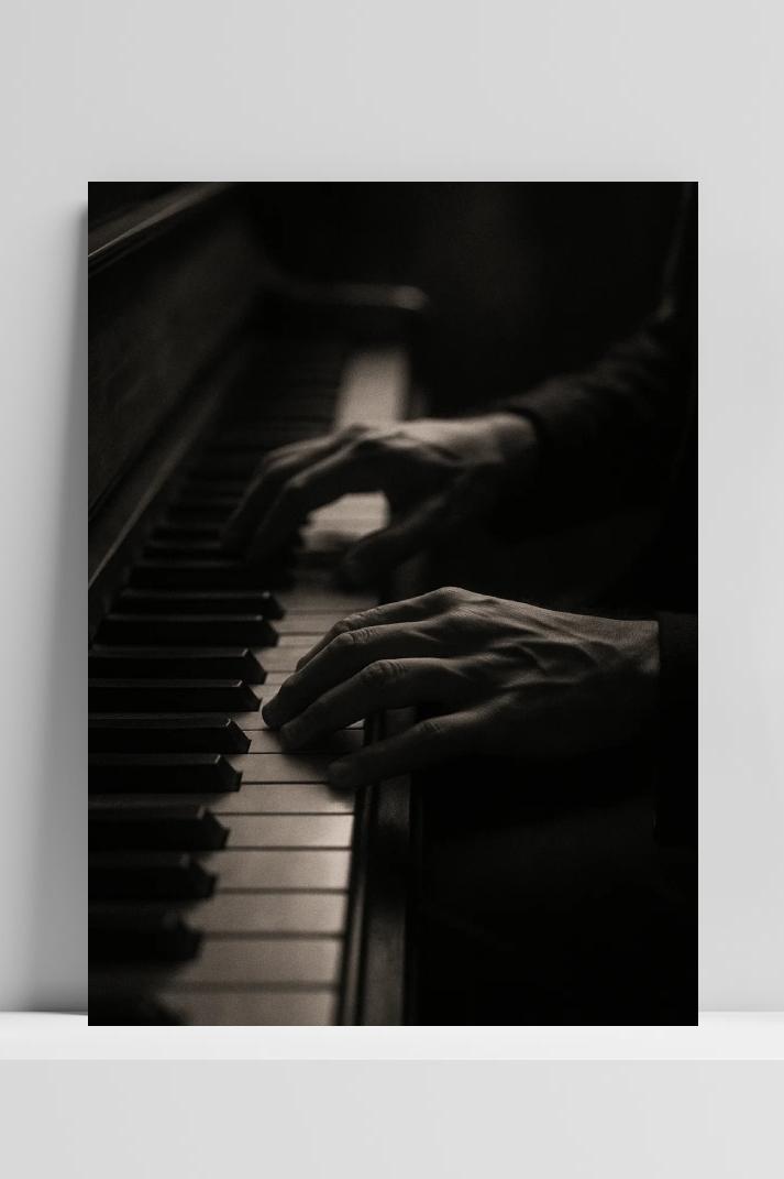 Piano B&W op 3mm aluminium dibond