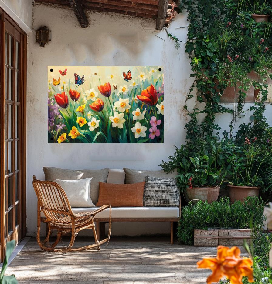 Tuinposter Bloemen Vlinders van 25 Artstreet