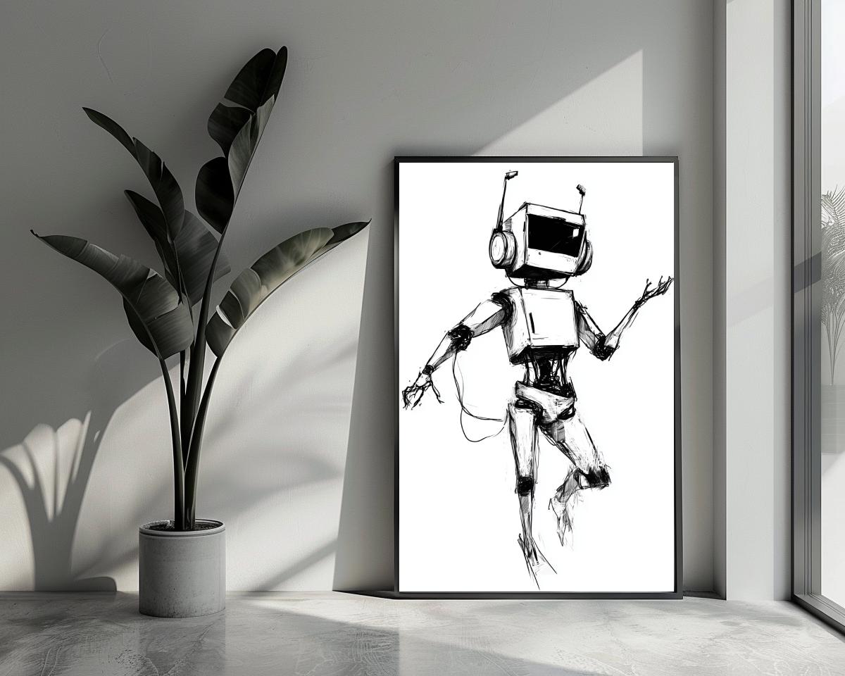 Robot B&W poster van 25 Artstreet