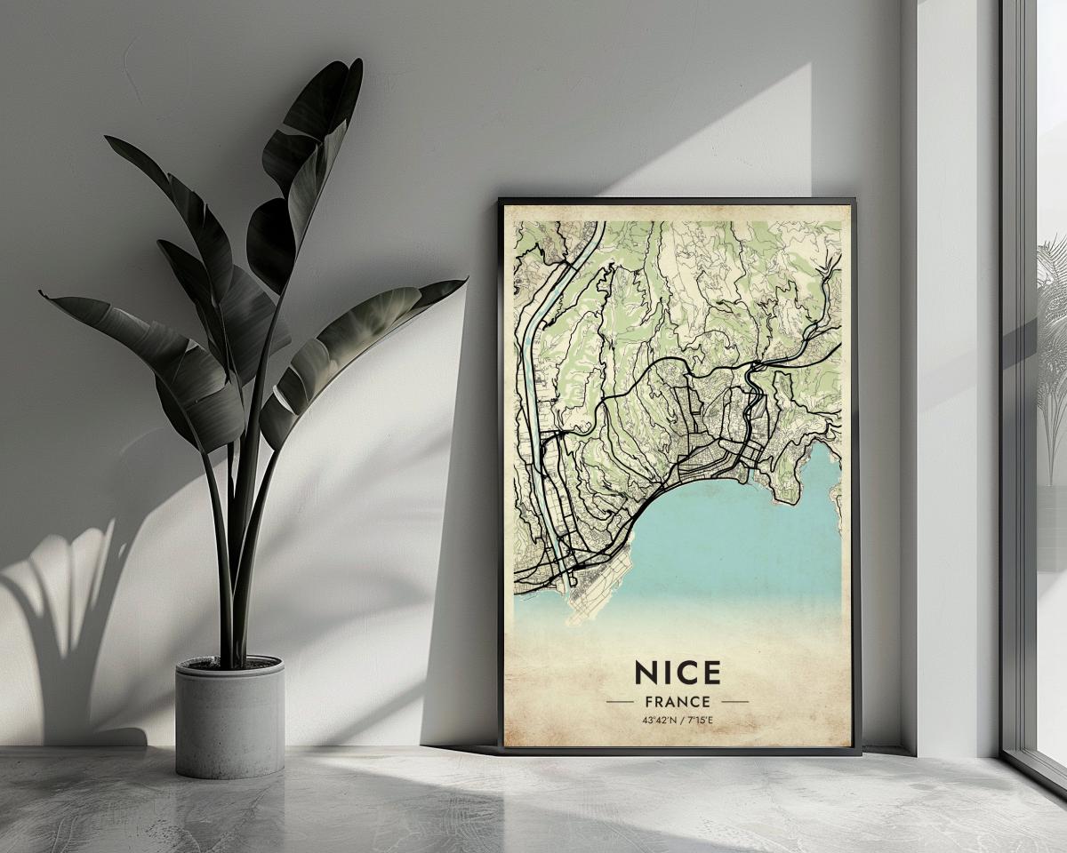 Nice Map France Vintage poster van 25 Artstreet