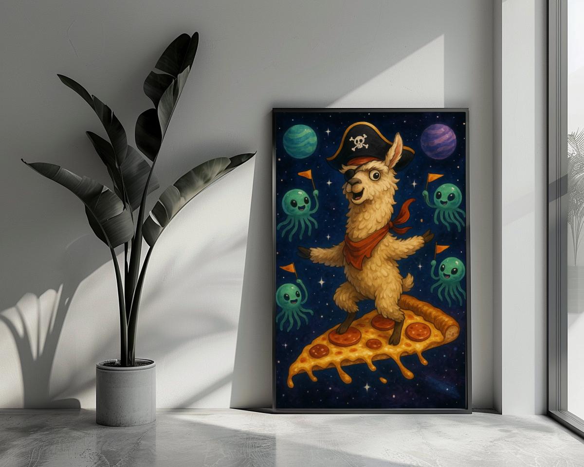 Llama Pizza Space Cartoon poster van 25 Artstreet