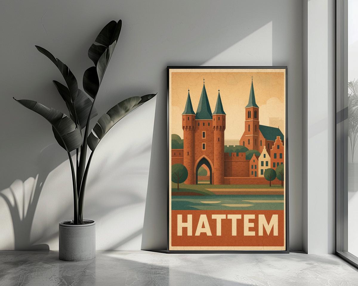 Hattem Text Vintage poster van 25 Artstreet