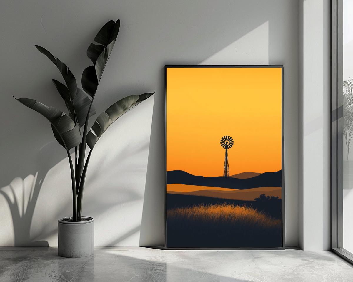 Windmill Silhouette Minimalistic poster van 25 Artstreet