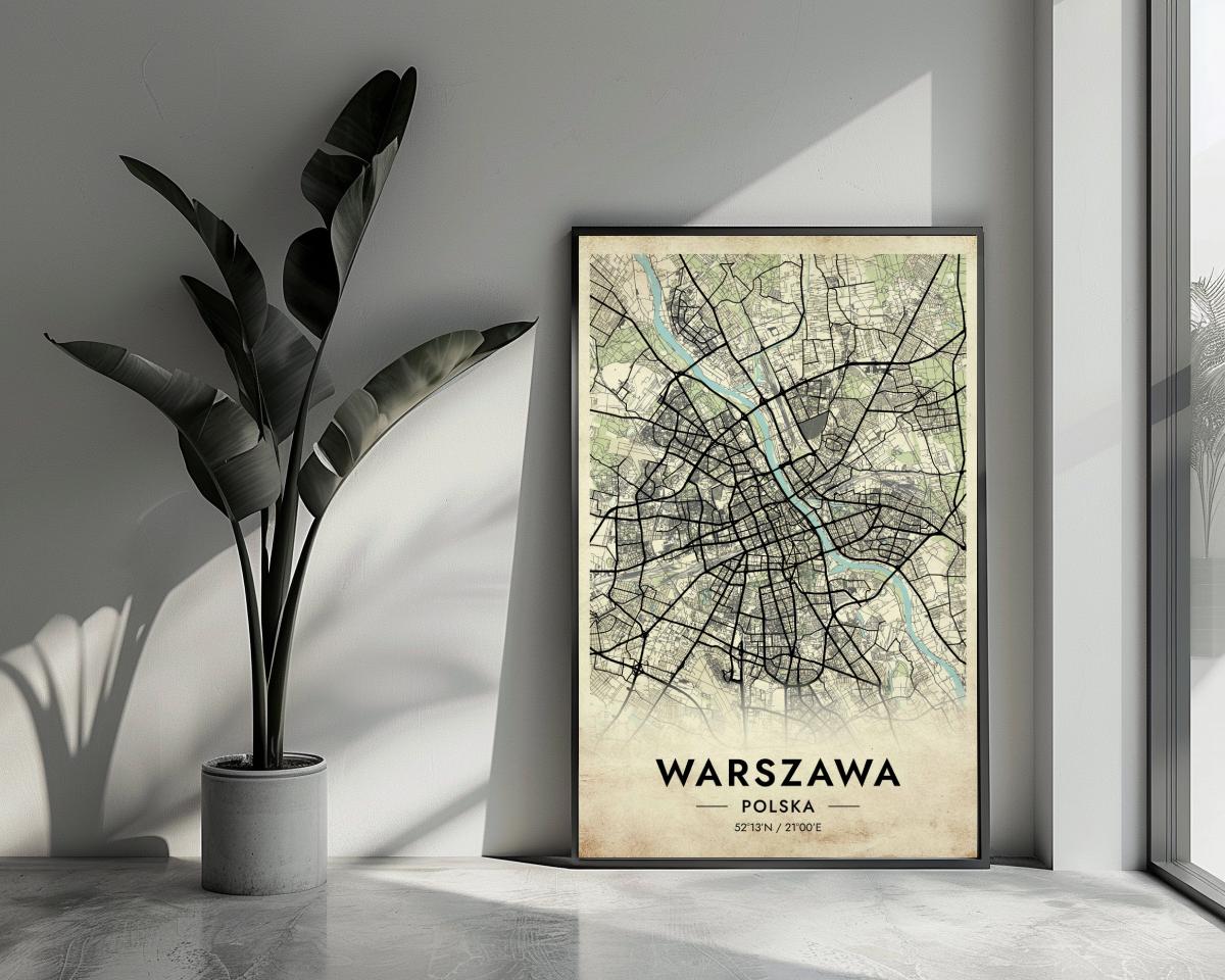 Warszawa Map Polska Vintage poster van 25 Artstreet