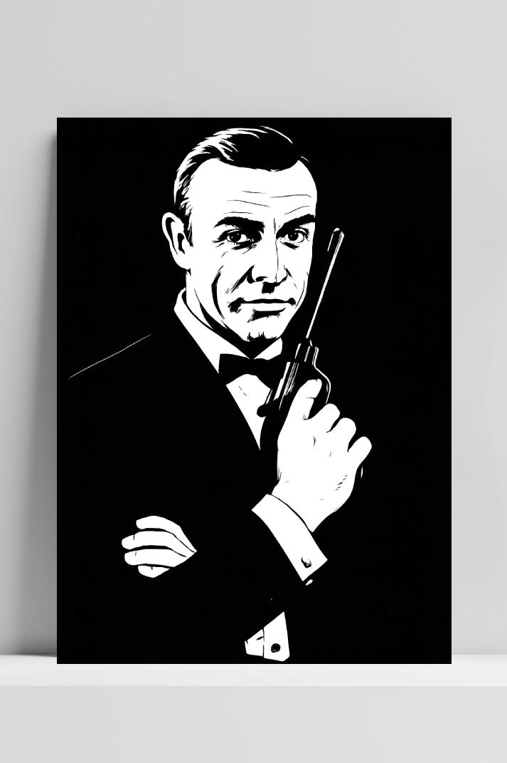 James Bond Sean Connery B&W poster van 25 Artstreet