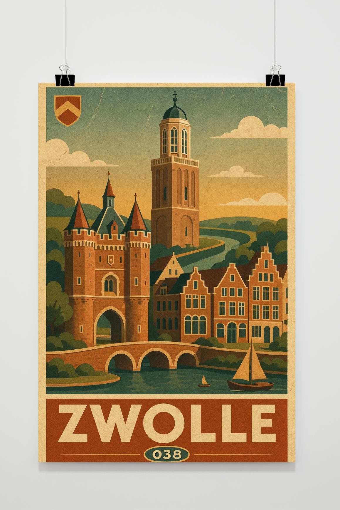 Zwolle Netherlands Vintage Text poster van 25 Artstreet