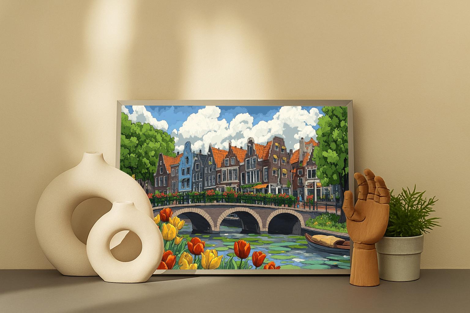 Dutch Canal Amsterdam Tulips poster van 25 Artstreet