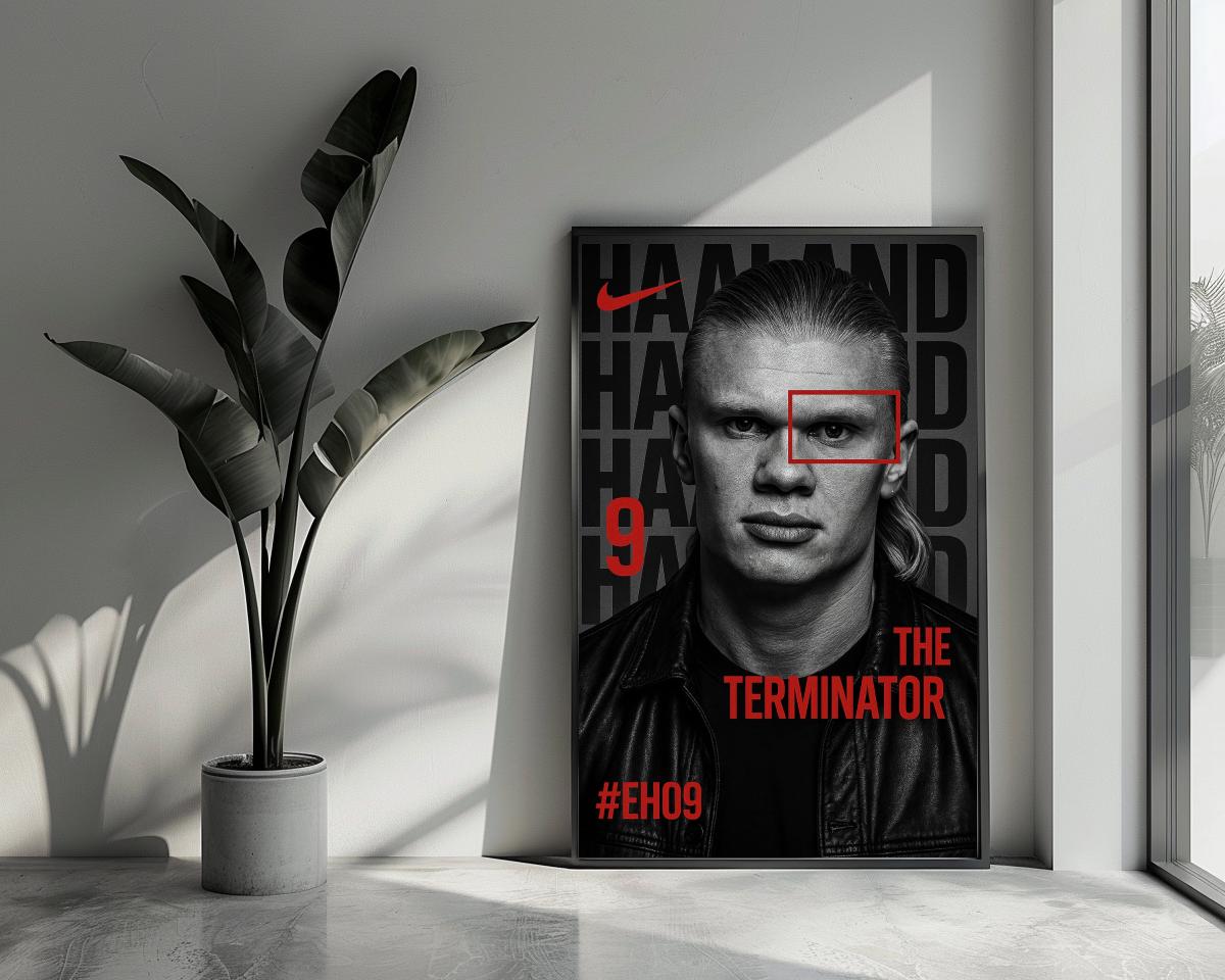 Erling Haaland The Terminator Red poster van 25 Artstreet