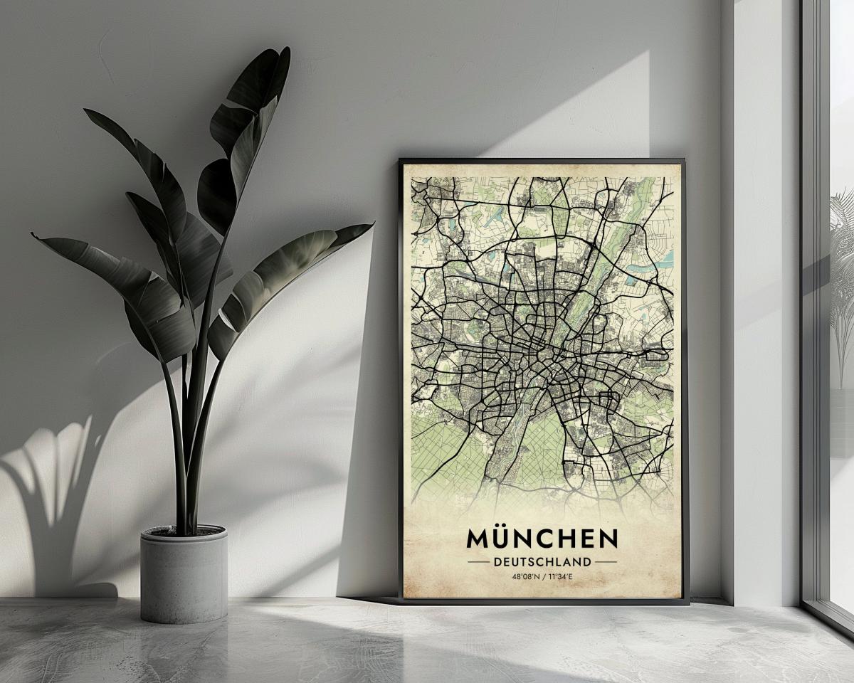 München Map Deutschland Vintage poster van 25 Artstreet