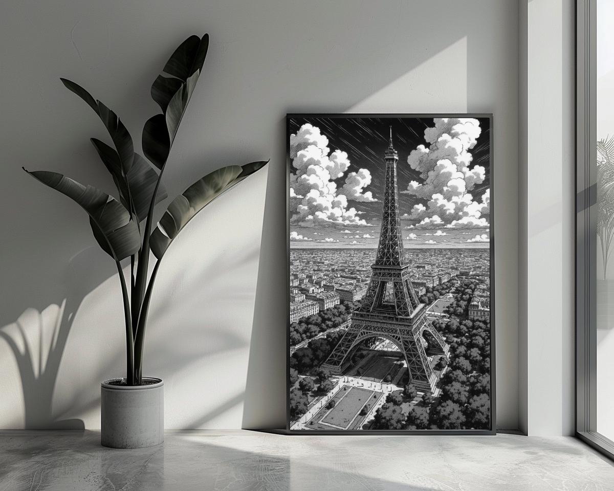 Eiffel Tower Paris B&W poster van 25 Artstreet