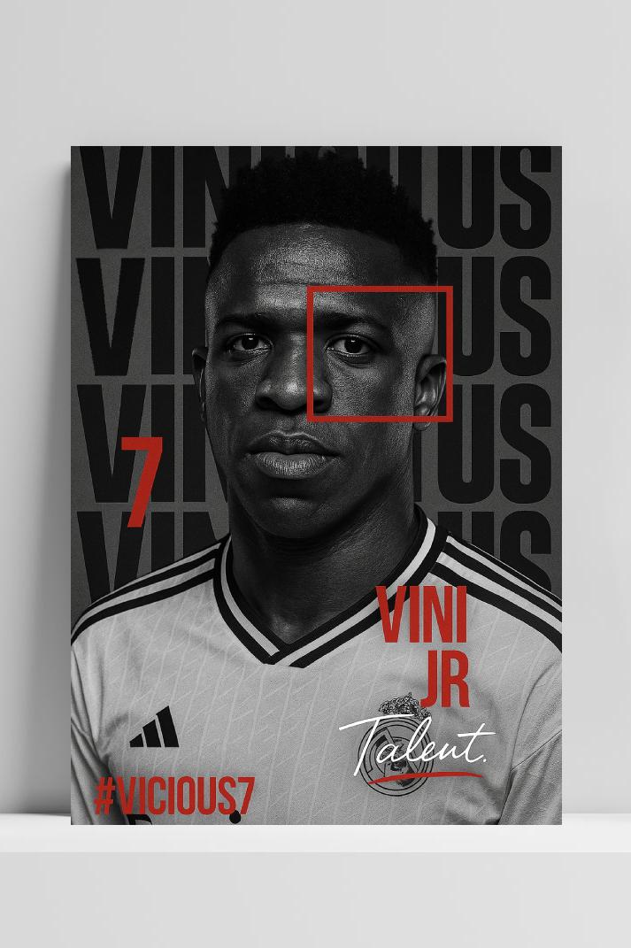 Vini Jr Vicious Text poster van 25 Artstreet