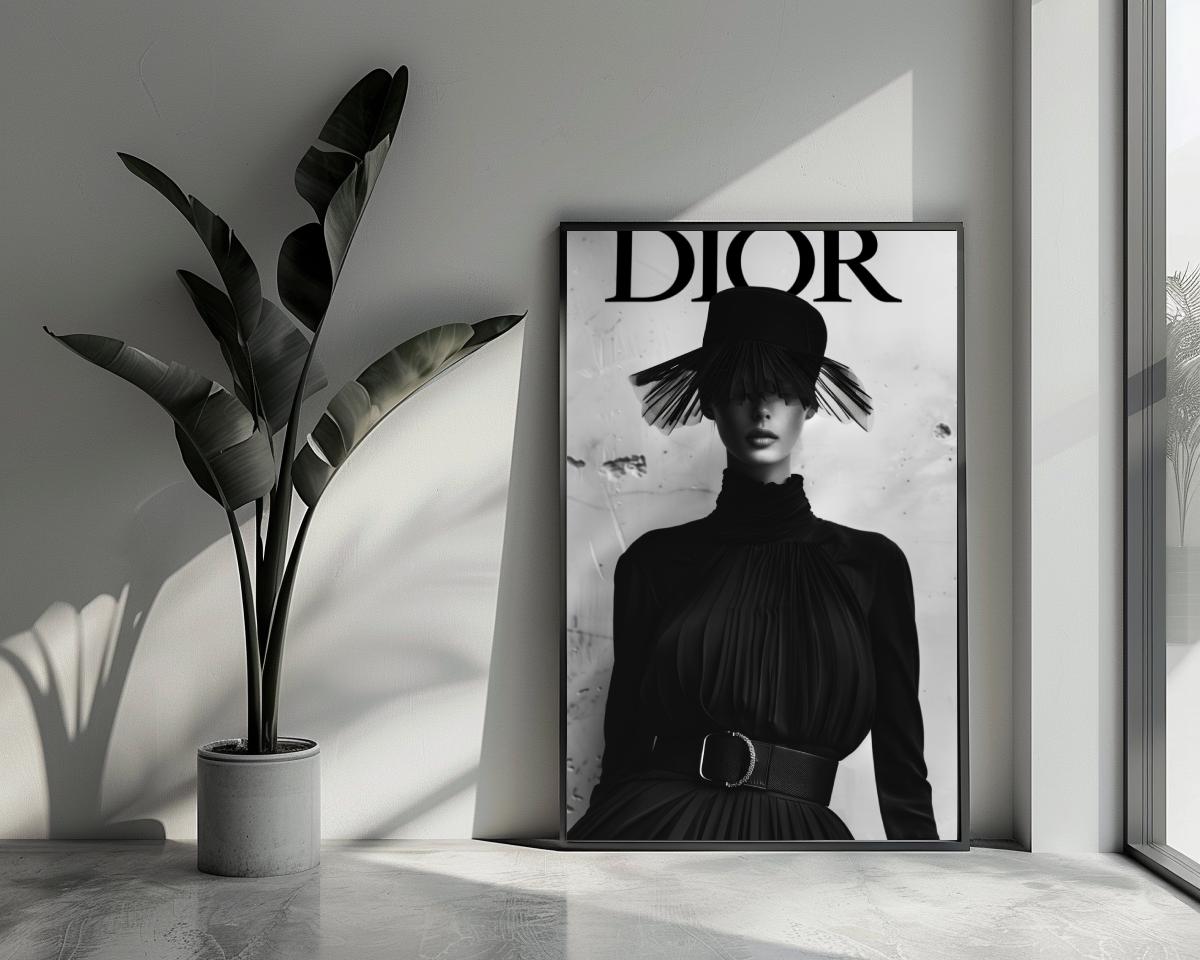 Dior Model B&W Text poster van 25 Artstreet