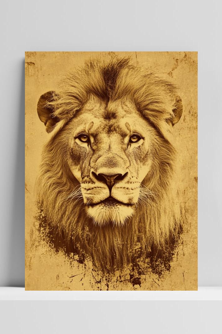 Lion Sepia poster van 25 Artstreet