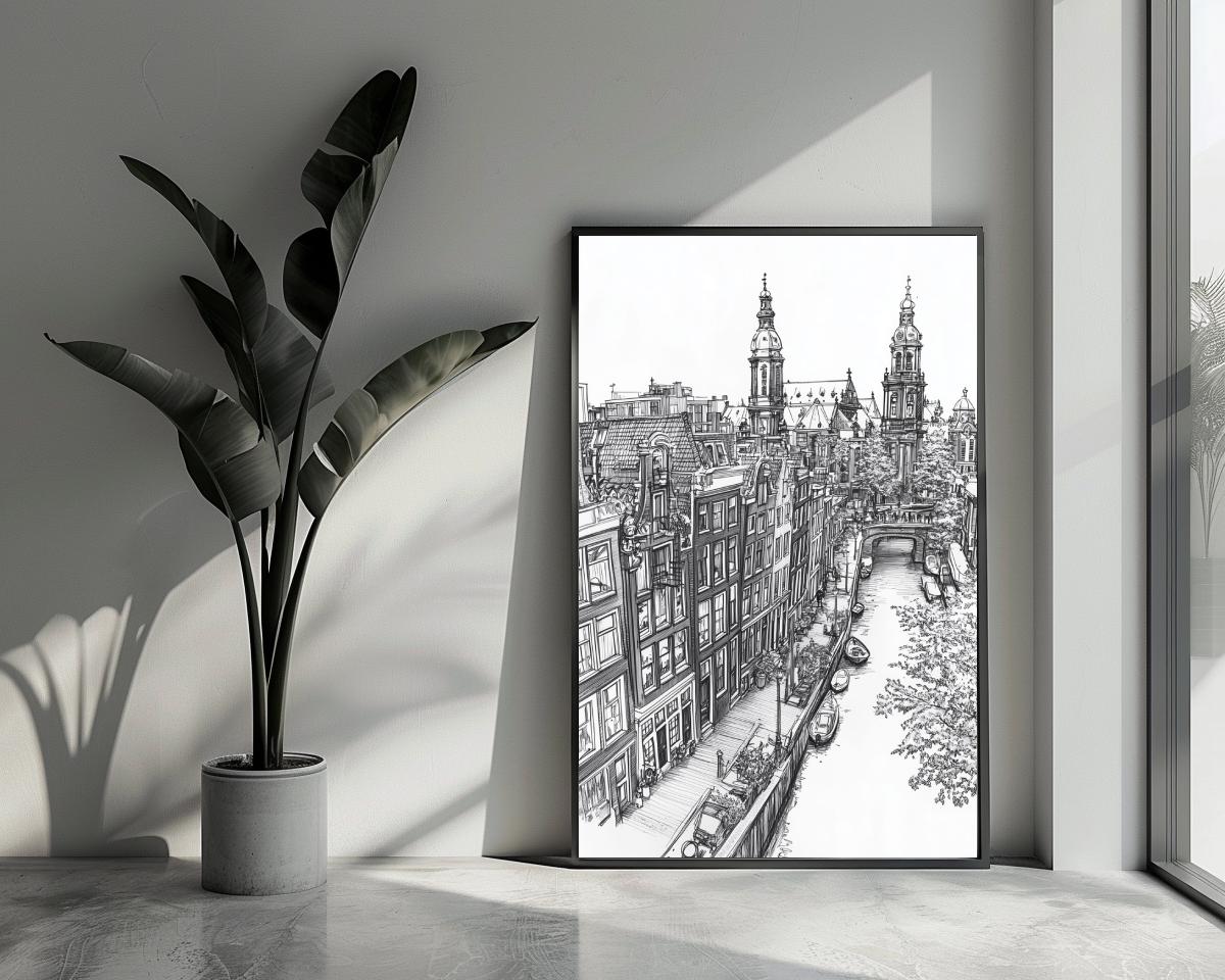 Amsterdam Canal B&W poster van 25 Artstreet