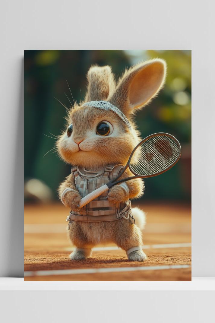 Rabbit Tennis Digital Fantasie poster van 25 Artstreet