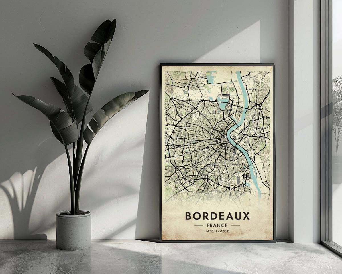 Bordeaux Map France Vintage poster van 25 Artstreet
