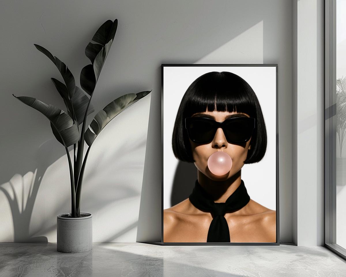 Woman Portrait Bubble Gum poster van 25 Artstreet