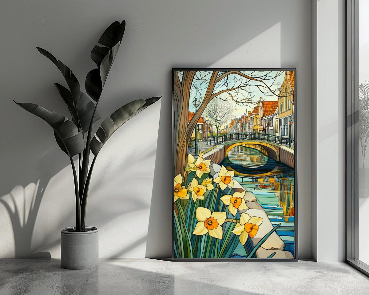 Dutch Canal Daffodils Amsterdam poster van 25 Artstreet