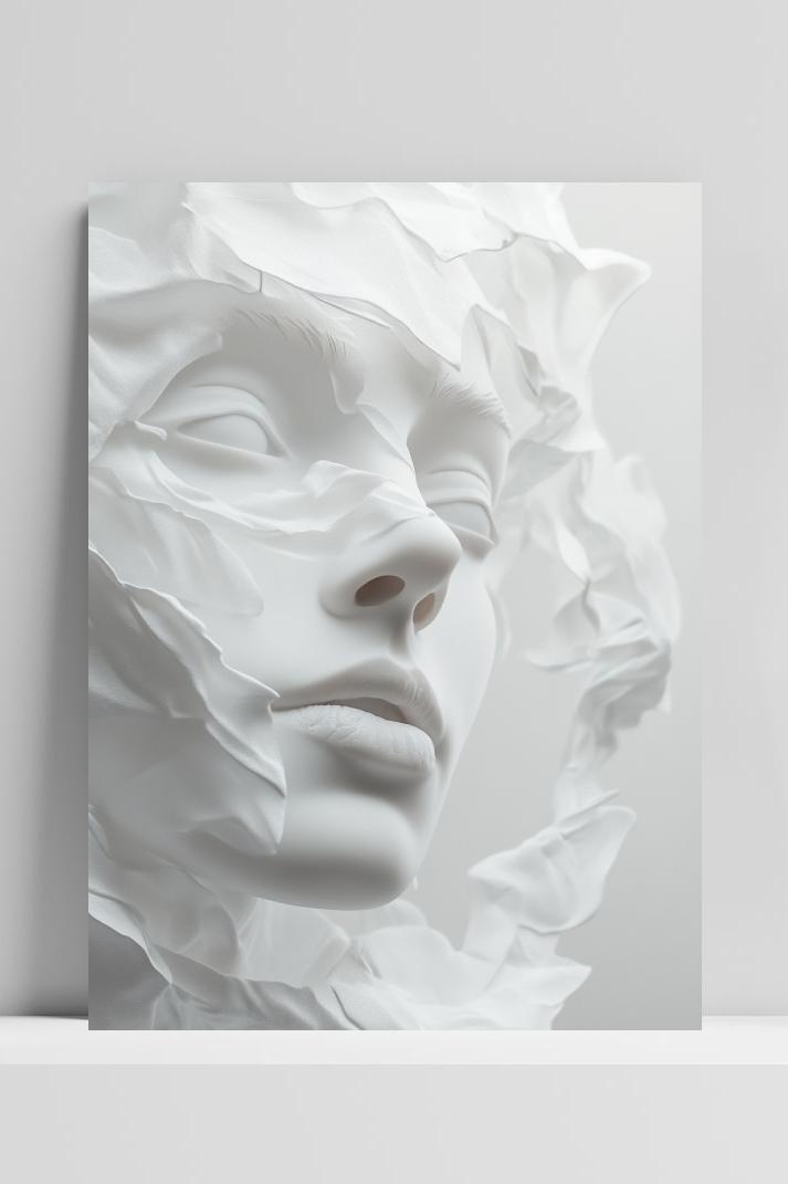 White Face Abstract Sculpture Digital op 3mm aluminium dibond