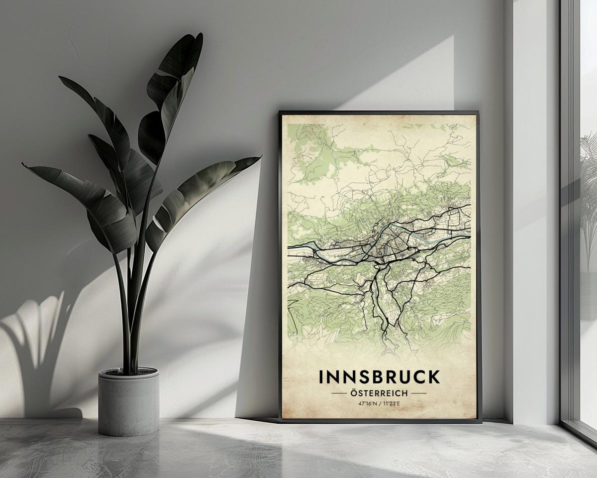 Innsbruck Map Österreich Vintage poster van 25 Artstreet