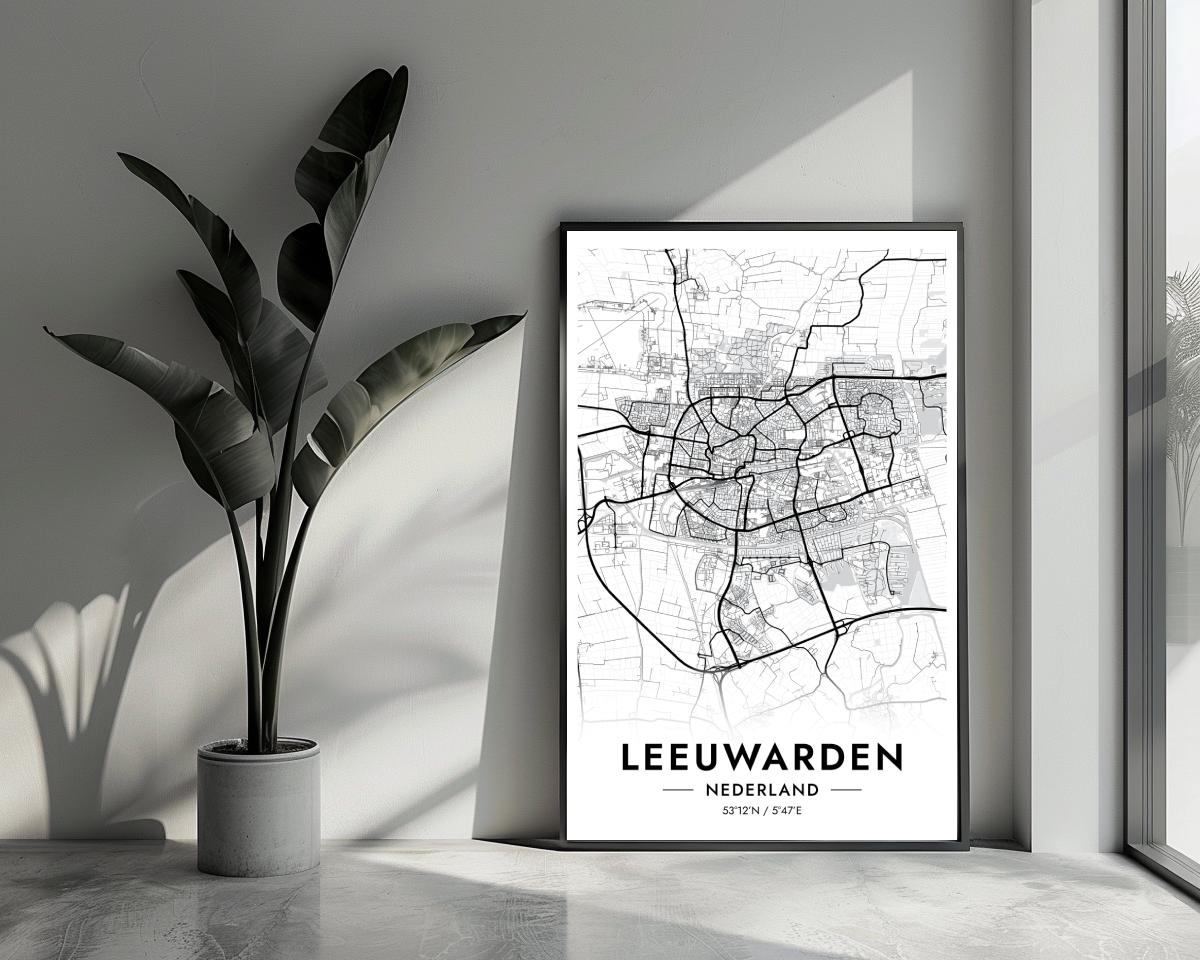 Leeuwarden Wit poster van 25 Artstreet