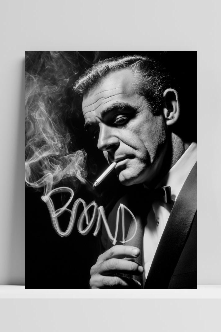 James Bond Smoke Sean Connery B&W poster van 25 Artstreet